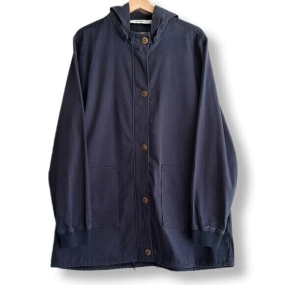 JUSTFAB / NEW Canvas Utility Casual Jacket w/ Hood Navy Blue Sz L - Picture 1 of 10